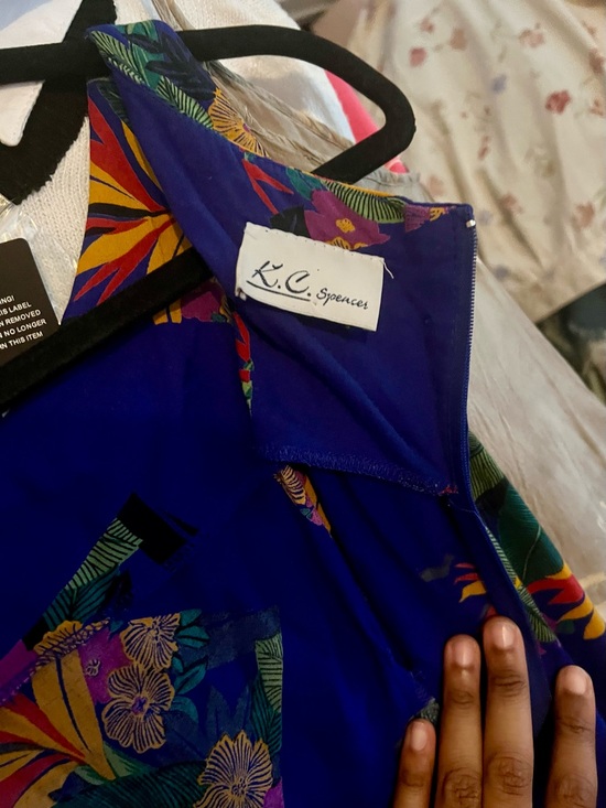K.C. Spencer Dresses & Skirts - K.C. Spencer Tropical Vintage Print Blue Dress